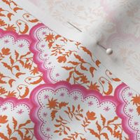 Small Pink and Orange Scallop Paisley 