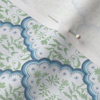 Small Blue and Green Scallop Paisley