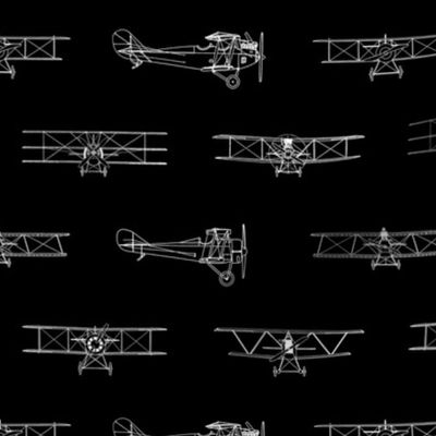 Antique Airplanes on Black