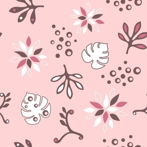 Soft Pink Tropical Leaves - Large Scale