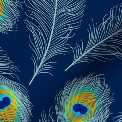 Peacock feathers luxe textured dark blue