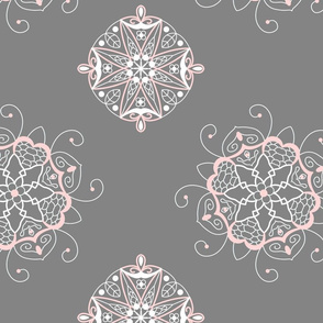 Gray Pink Mandalas - Large Scale