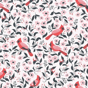 Blooming cardinals in white