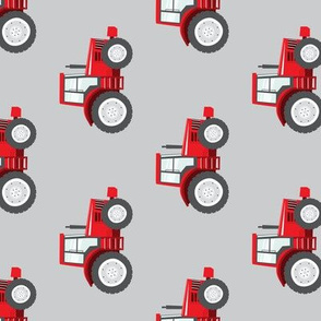 red tractors on grey - farm themed fabric (90) C20BS