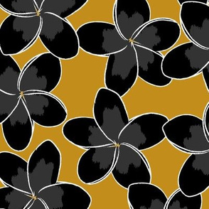 frangipani - black on gold