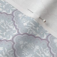 Small Lilac and Ice Blue Scallop Paisley