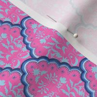 Small Pink and Blues Scallop Paisley