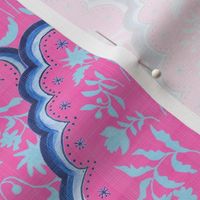 Medium Pink and Blues Scallop Paisley