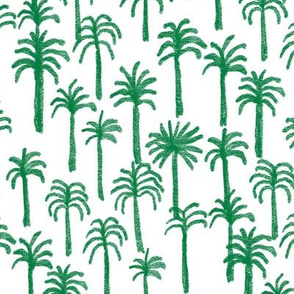 palm tree fabric - hand-drawn palms fabric, palm print, tropical fabric, tropical print, palm print fabric - green