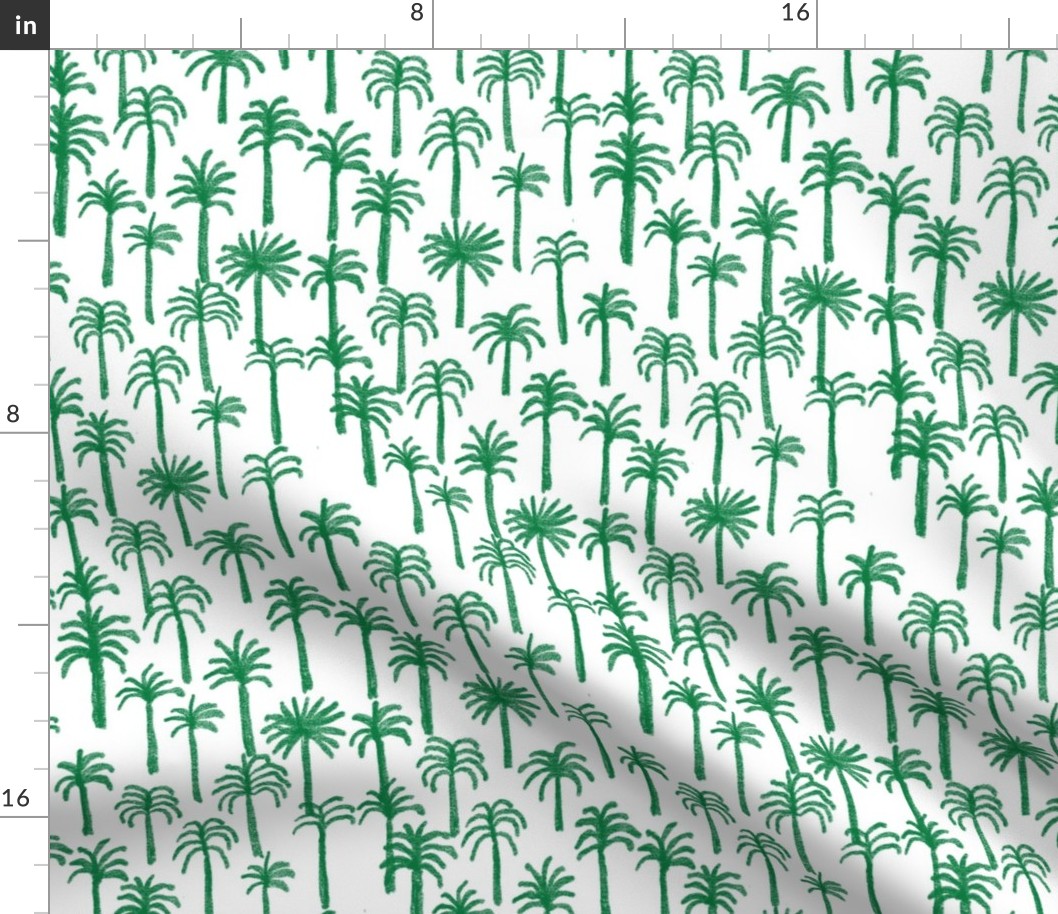 palm tree fabric - hand-drawn palms fabric, palm print, tropical fabric, tropical print, palm print fabric - green