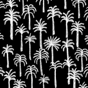 palm tree fabric - hand-drawn palms fabric, palm print, tropical fabric, tropical print, palm print fabric - black white