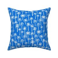 palm tree fabric - hand-drawn palms fabric, palm print, tropical fabric, tropical print, palm print fabric - electric blue
