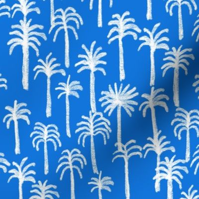 palm tree fabric - hand-drawn palms fabric, palm print, tropical fabric, tropical print, palm print fabric - electric blue