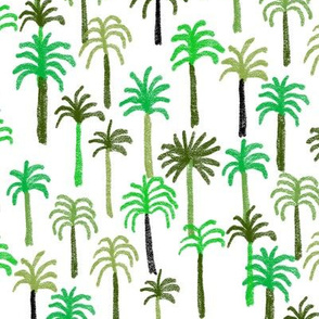 palm tree fabric - hand-drawn palms fabric, palm print, tropical fabric, tropical print, palm print fabric - bright green