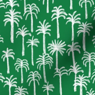 palm tree fabric - hand-drawn palms fabric, palm print, tropical fabric, tropical print, palm print fabric - emerald green