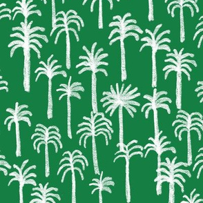 palm tree fabric - hand-drawn palms fabric, palm print, tropical fabric, tropical print, palm print fabric - emerald green