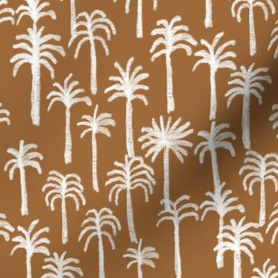 palm tree fabric - hand-drawn palms fabric, palm print, tropical fabric, tropical print, palm print fabric - rust