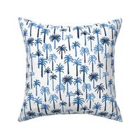 palm tree fabric - hand-drawn palms fabric, palm print, tropical fabric, tropical print, palm print fabric - blue