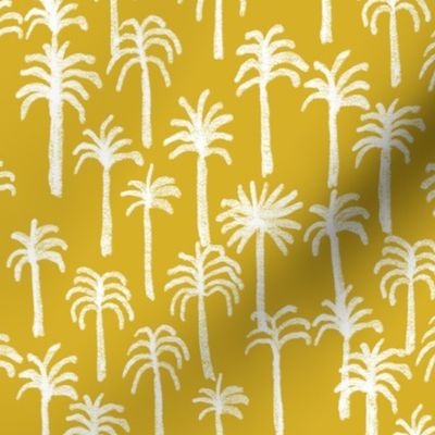 palm tree fabric - hand-drawn palms fabric, palm print, tropical fabric, tropical print, palm print fabric -mustard