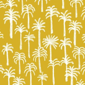 palm tree fabric - hand-drawn palms fabric, palm print, tropical fabric, tropical print, palm print fabric -mustard