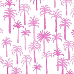 palm tree fabric - hand-drawn palms fabric, palm print, tropical fabric, tropical print, palm print fabric -pink