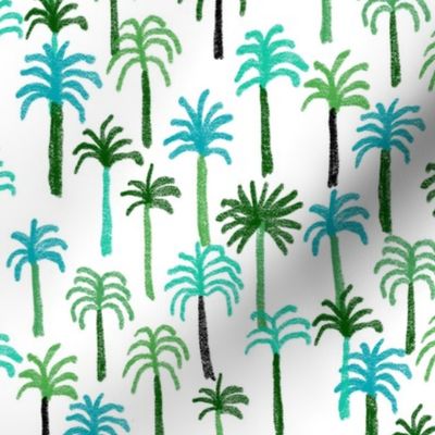 palm tree fabric - hand-drawn palms fabric, palm print, tropical fabric, tropical print, palm print fabric - greens