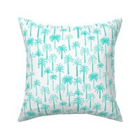 palm tree fabric - hand-drawn palms fabric, palm print, tropical fabric, tropical print, palm print fabric -aqua