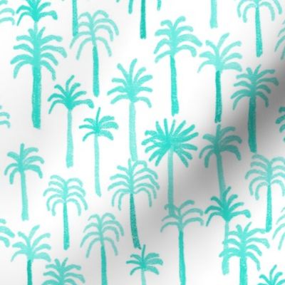 palm tree fabric - hand-drawn palms fabric, palm print, tropical fabric, tropical print, palm print fabric -aqua