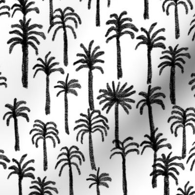 palm tree fabric - hand-drawn palms fabric, palm print, tropical fabric, tropical print, palm print fabric - bw