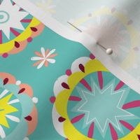 starry floral circles mint