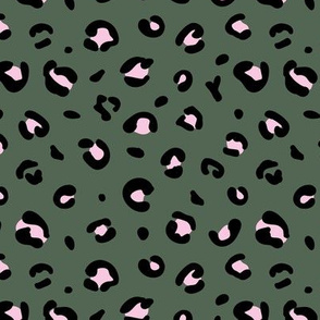Little spotted leopard dreams panther animal print trend design green pink black winter