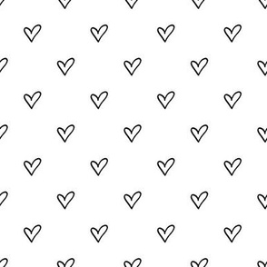 Hand Drawn Heart Outline Pattern | Black on White-ch