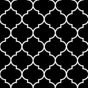 2" Moroccan Quatrefoil Pattern | White on Black
