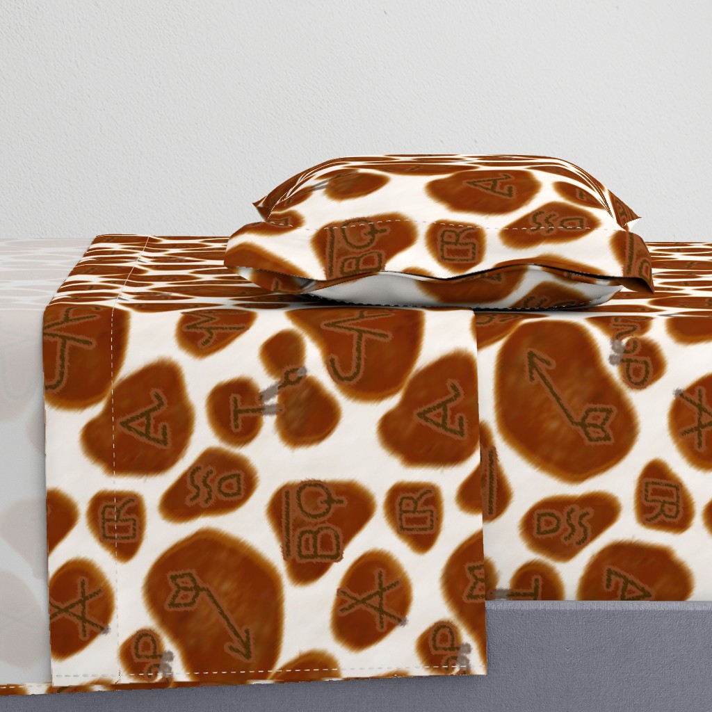 Branded Brown and White Cowhide