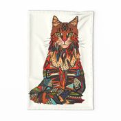 maine coon cat chalk tea towel