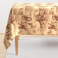 Elephants and Baobab Toile - Sienna