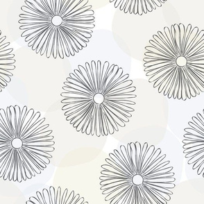 Gray Outlines of DaisiesTransparent Circles 