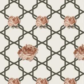 Rose Lattice in Cream (Russet Summer: Coordinate)