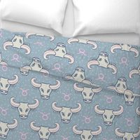 Taurus - Zodiac Astrology Animal Cow Bull in Blue Pink Gray Purple - UnBlink Studio by Jackie Tahara 