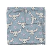 Taurus - Zodiac Astrology Animal Cow Bull in Blue Pink Gray Purple - UnBlink Studio by Jackie Tahara 