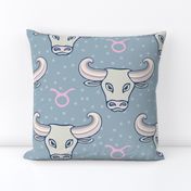 Taurus - Zodiac Astrology Animal Cow Bull in Blue Pink Gray Purple - UnBlink Studio by Jackie Tahara 