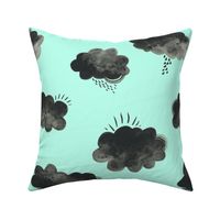 Rain Clouds - Black and Mint - Larger