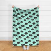 Rain Clouds - Black and Mint - Larger