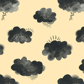 Rain Clouds - Black and Peach - Larger