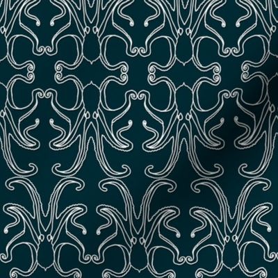 OCTOPUS - WHITE OUTLINE ON TEAL