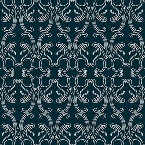 OCTOPUS - WHITE OUTLINE ON TEAL