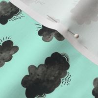 Rain Clouds - Black and Mint - Smaller