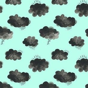 Rain Clouds - Black and Mint - Smaller