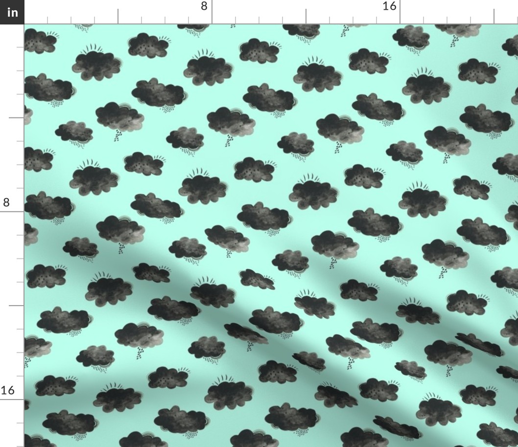 Rain Clouds - Black and Mint - Smaller