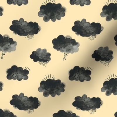 Rain Clouds - Black and Peach - Smaller